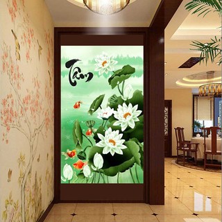 Tranh Dán Tường 3D Phong Thủy Đầm Sen Khổ LỚN