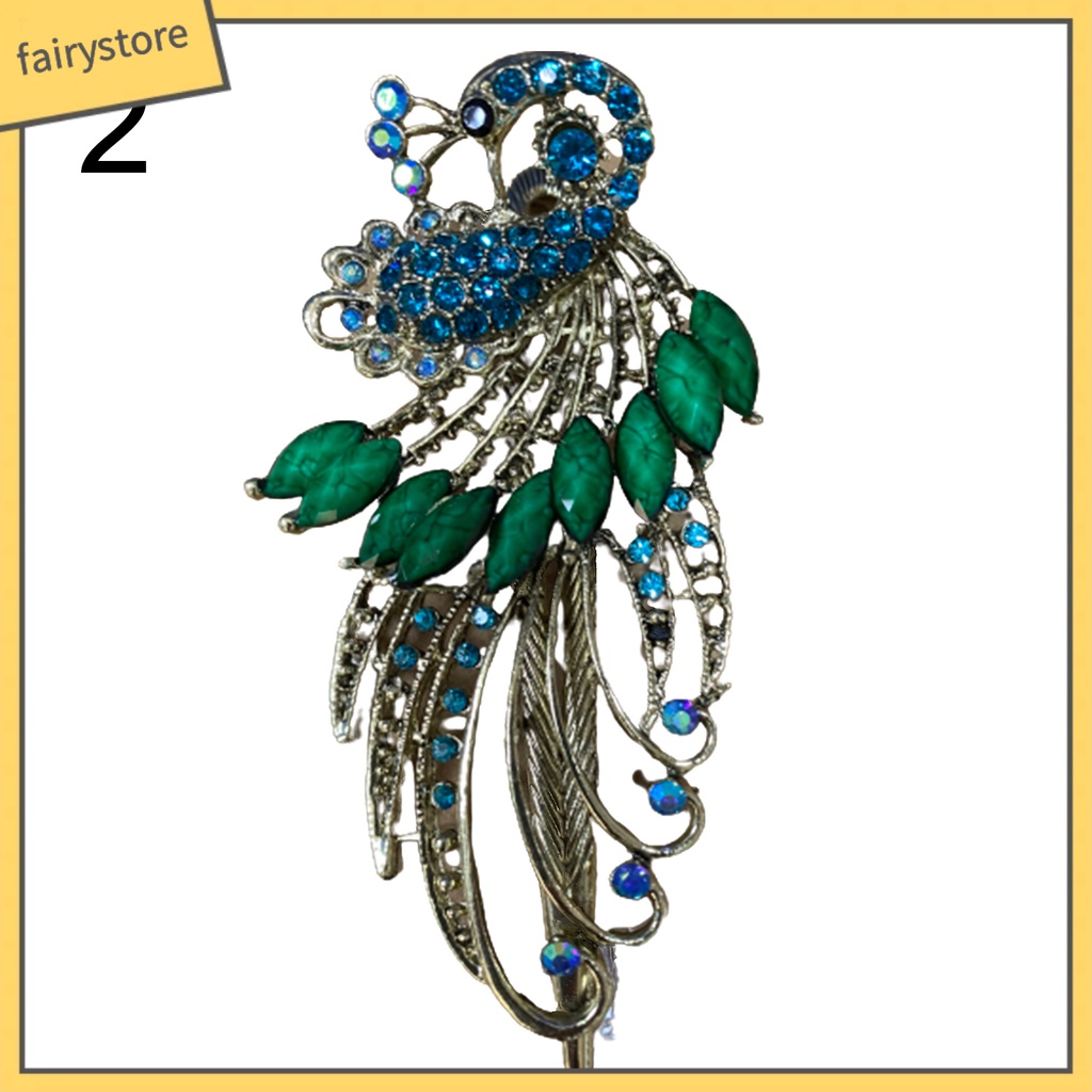 Kẹp tóc hình chim công đính hạt lấp lánh hợp thời trang dành cho nữ