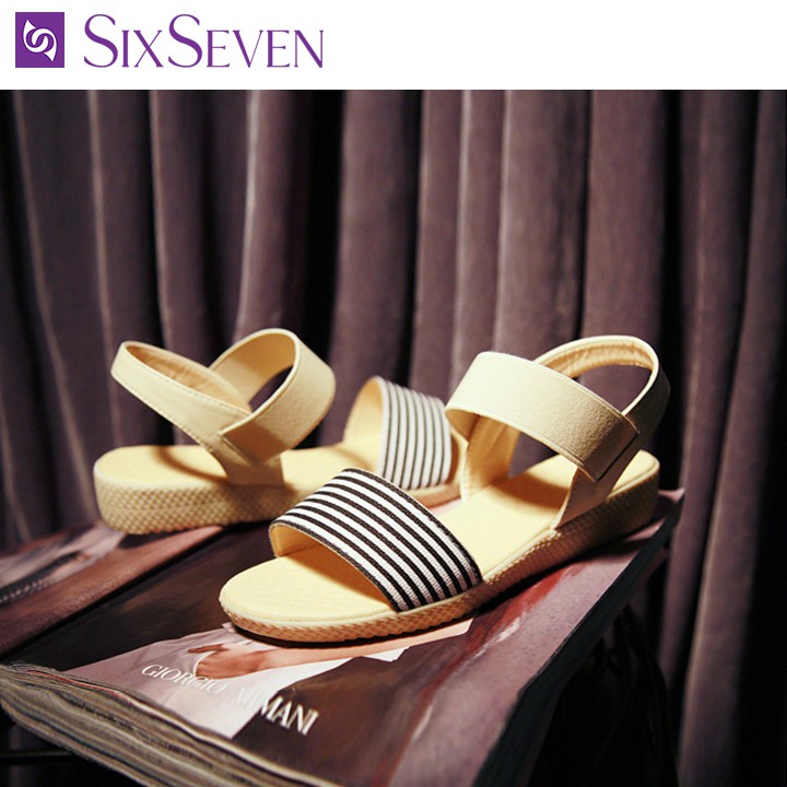 Sandals Nữ Sọc Trắng Đen GSD004 | BigBuy360 - bigbuy360.vn