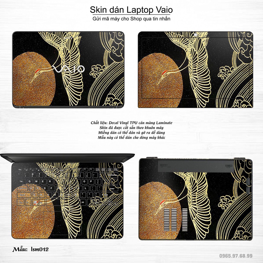 Skin dán Laptop Sony Vaio in hình Chim Hạc Phù Tang - lsm012 (inbox mã máy cho Shop)