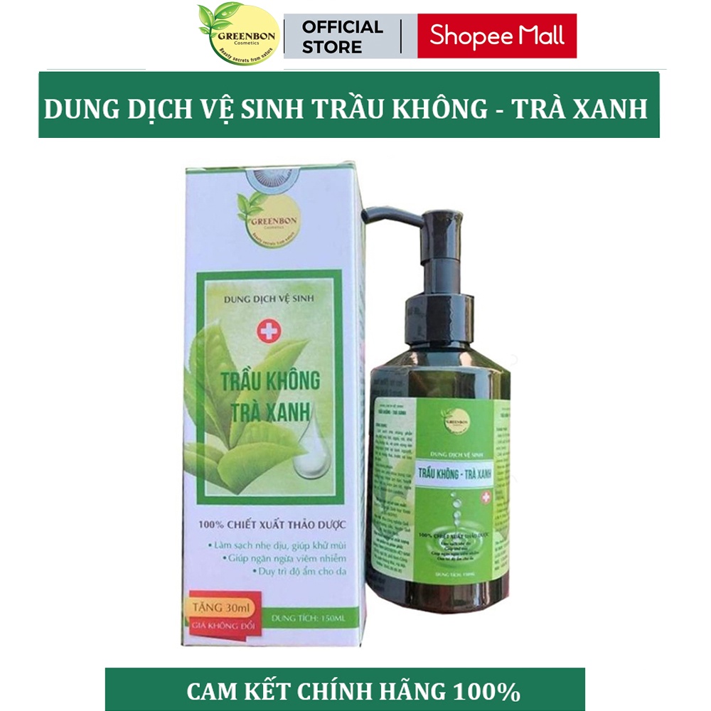 Dung dịch vệ sinh phụ nữ trầu không trà xanh GreenBon 150ml hỗ trợ khử mùi và cân bằng PH vùng kín