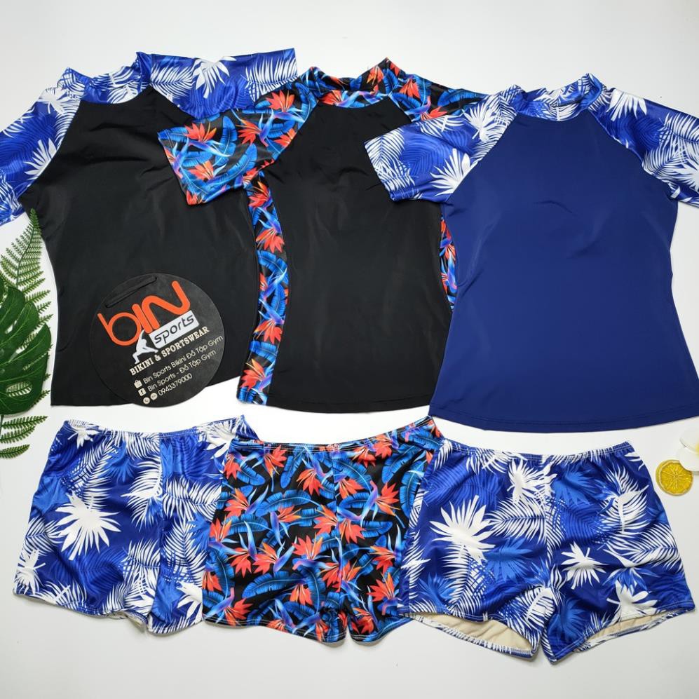 Bộ Bơi Nữ 2 Mảnh Quần Đùi Cạp Cao Aó Phủ Bụng Cọc Tay Bin Sports BHV092 [ Bikini Giá Xưởng ] | BigBuy360 - bigbuy360.vn