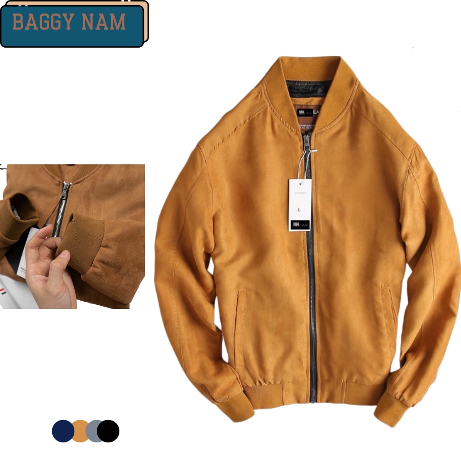 Áo khoác nam da lộn - bomber nam cổ cao đẹp thiết kế trẻ trung thời trang nam hàn quốc