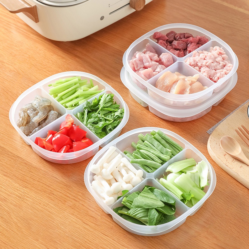 Hộp Đựng Trái Cây Rau Củ Quả 4 Ngăn Chống Mài Mòn Dễ Lau Chùi Cho Nhà Bếp