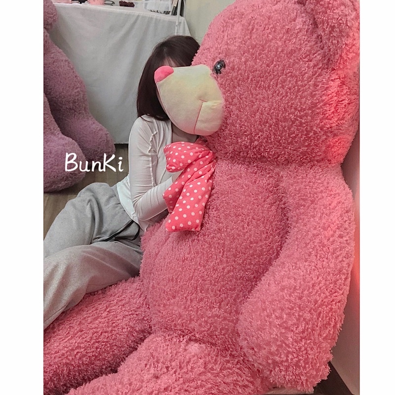 Gấu Bông Teddy First Love Hồng 1m7 khổ vải cao 1m6 cao cấp BUNKI