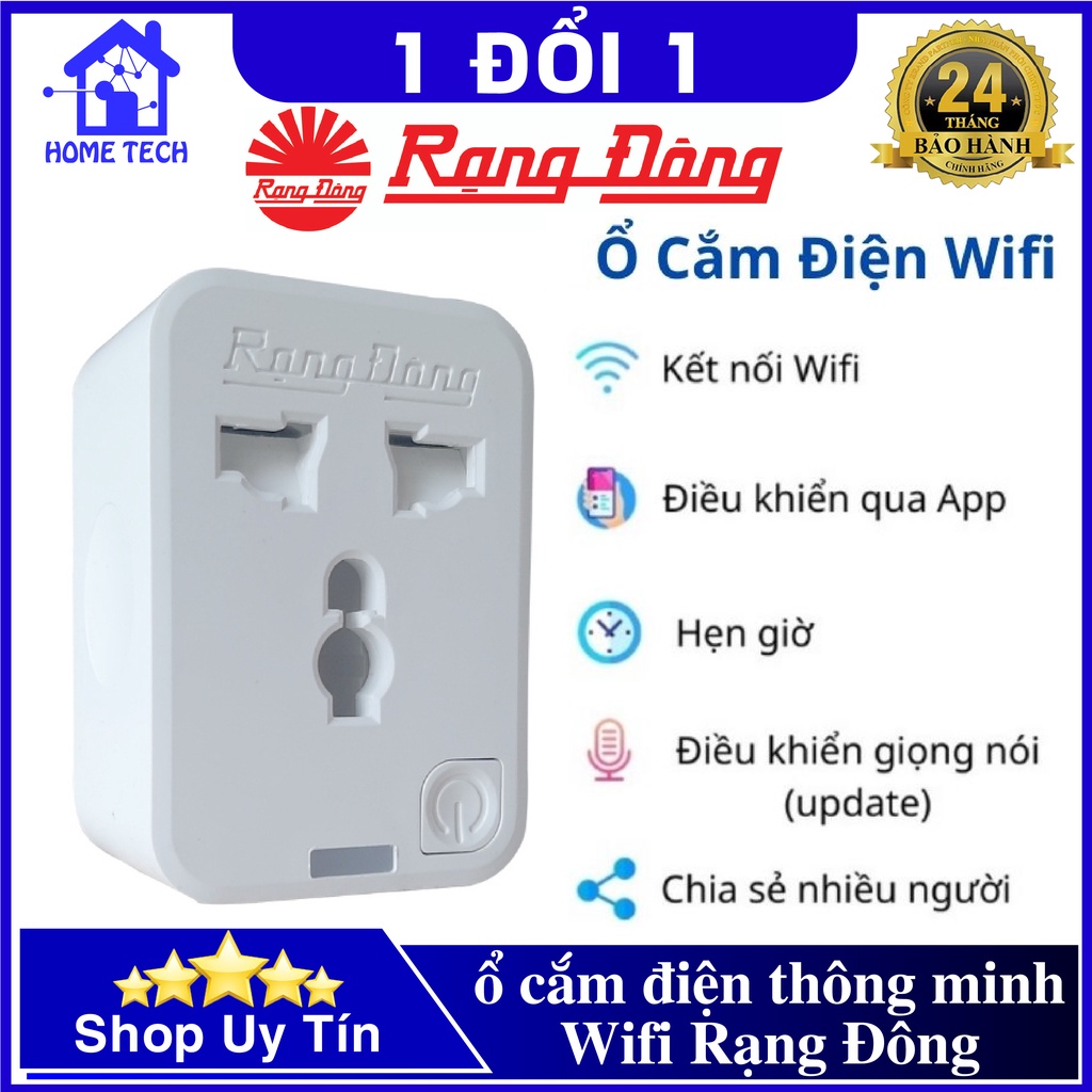 Ổ cắm điện Wifi thông minh 16A Rạng Đông công suất 3500W, Điều khiển bằng Smartphone, chính hãng Rạng Đông Việt Nam