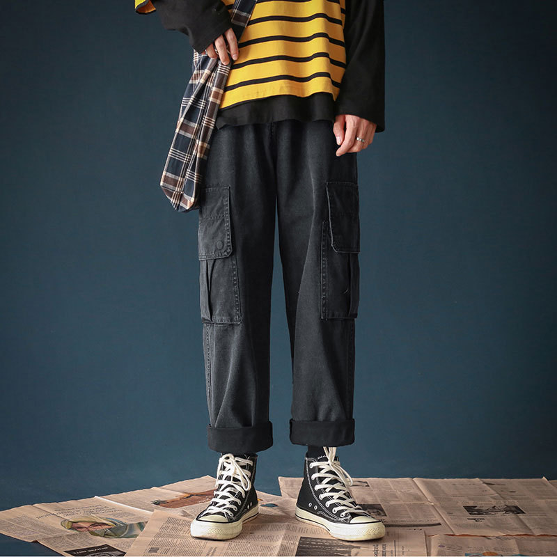 Quần thể thao màu trơn dáng rộng nhiều túi phong cách thời trang M-3XL | BigBuy360 - bigbuy360.vn