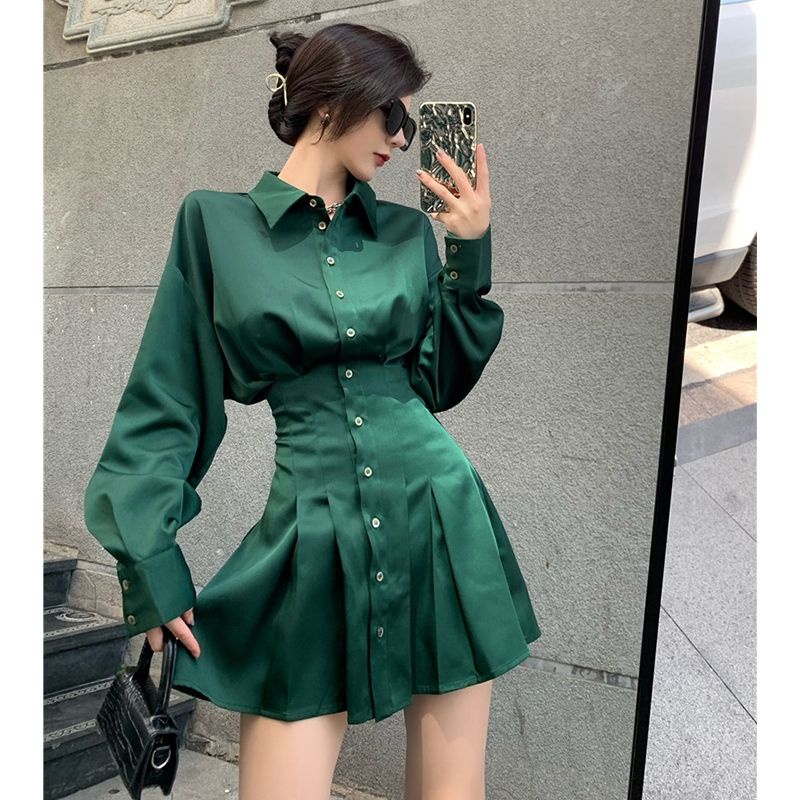 ÁO SƠ MI LIỀN VÁY BÓ EO SIÊU TÔN DÁNG, SANG CHẢNH