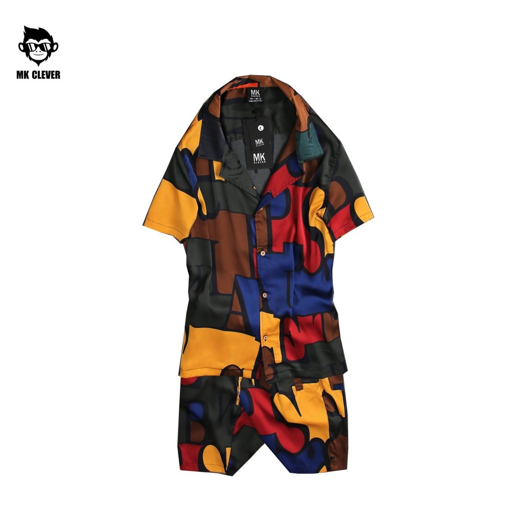 [BST MỚI HÈ 2021] Bộ quần áo nam hoạ tiết màu sắc MK Clever, chất lụa satin nhẹ, mát và thấm mồ hôi - HT03 | BigBuy360 - bigbuy360.vn