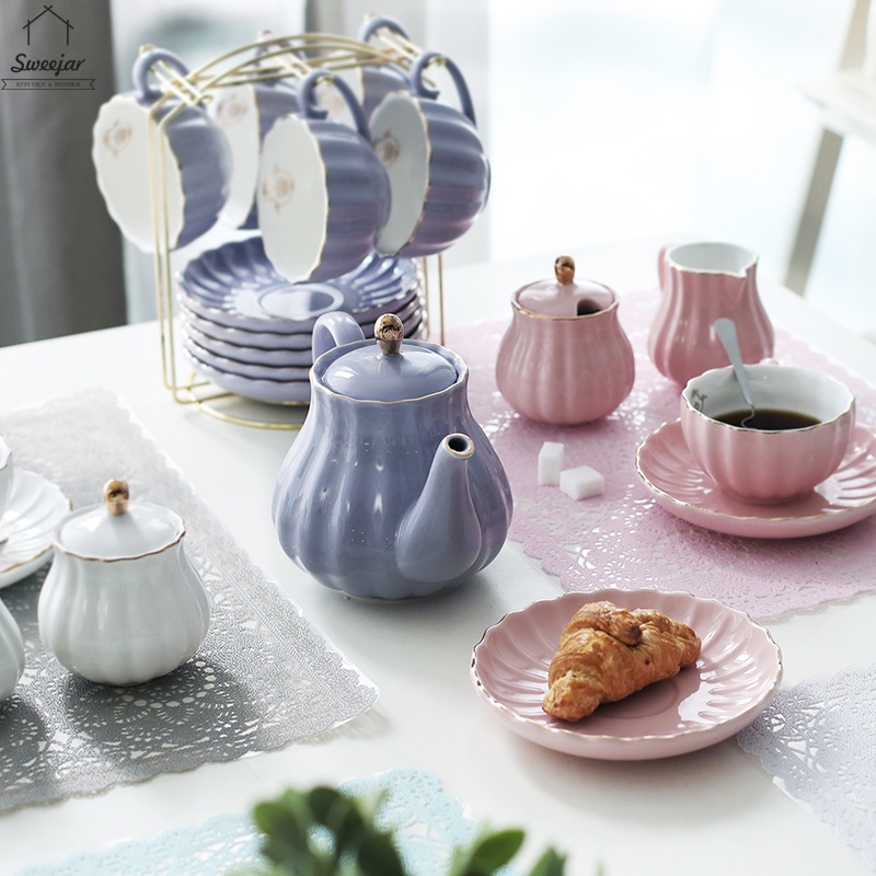 Bộ tách trà SWEEJAR bằng sứ phong cách hoàng gia anh 8 oz