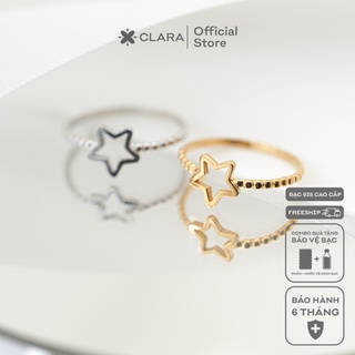 Nhẫn bạc nữ xi vàng 14k ngôi sao cao cấp - Clara Jewelry N00033