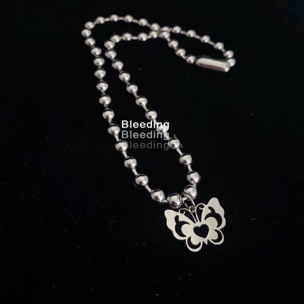 Dây Chuyền Thép Mặt Hình Bướm Rỗng Đính Hạt Thời Trang 22504