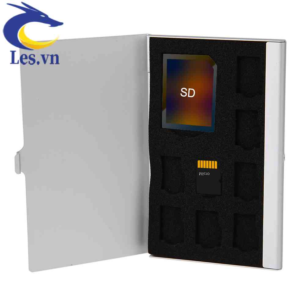 Hộp Đựng Thẻ Nhớ Monolayer 1SD + 8TF Micro SD Bằng Nhôm Giá Đỡ