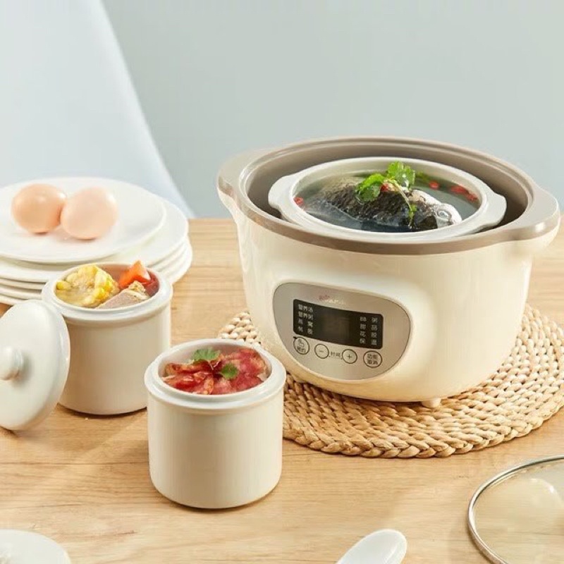 [BH 18 Tháng] Nồi ninh hầm nấu cháo Bear 1,6l cho bé (có thể vừa nấu vừa hấp cùng lúc)