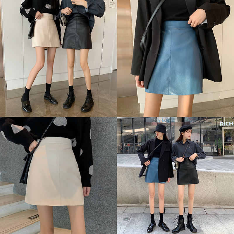 Xiaozhainv Chân Váy Da Trơn Màu Dáng Chữ A Phong Cách Hàn Quốc | BigBuy360 - bigbuy360.vn