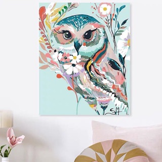 Tranh sơn dầu số hoá tự tô màu theo số có khung - [Owl] (40*50cm)[CÓ SẴN]