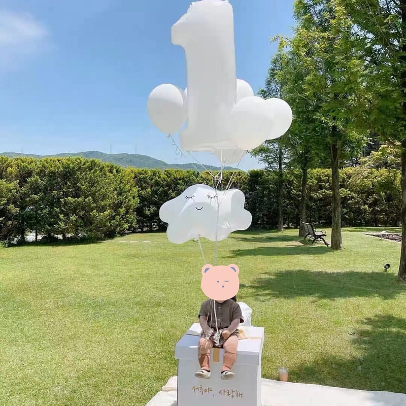Bong Bóng Lõi Nhôm Hình Chữ Số Màu Trắng Kích Thước 32 Inch Dùng Trang Trí Tiệc Sinh Nhật