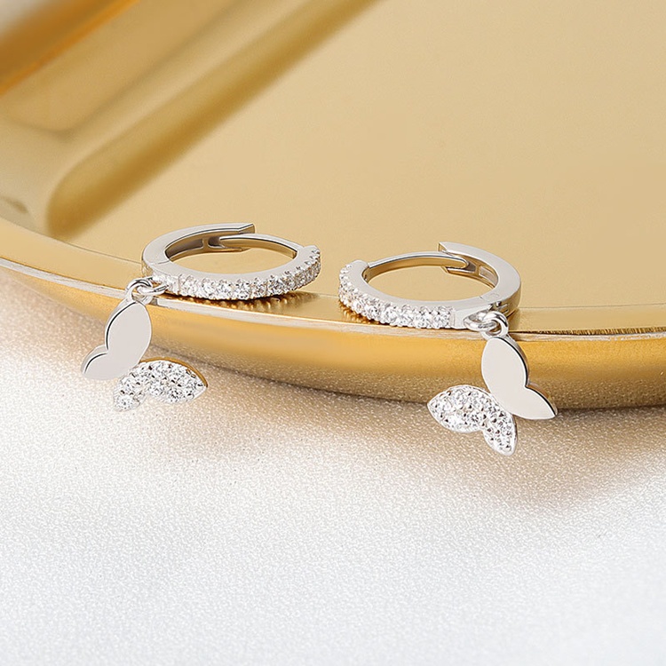 Bông tai thời trang khoen tròn đính hình bướm xinh xắn - HT310 giá rẻ