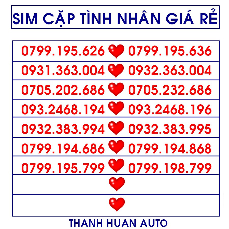 SIM CẶP MOBIFONE - SIM TÌNH NHÂN - CHỌN CẶP SỐ TÙY THÍCH