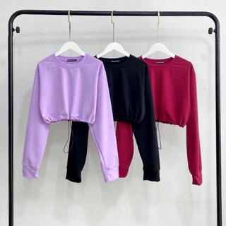 Áo croptop tay dài bo eo