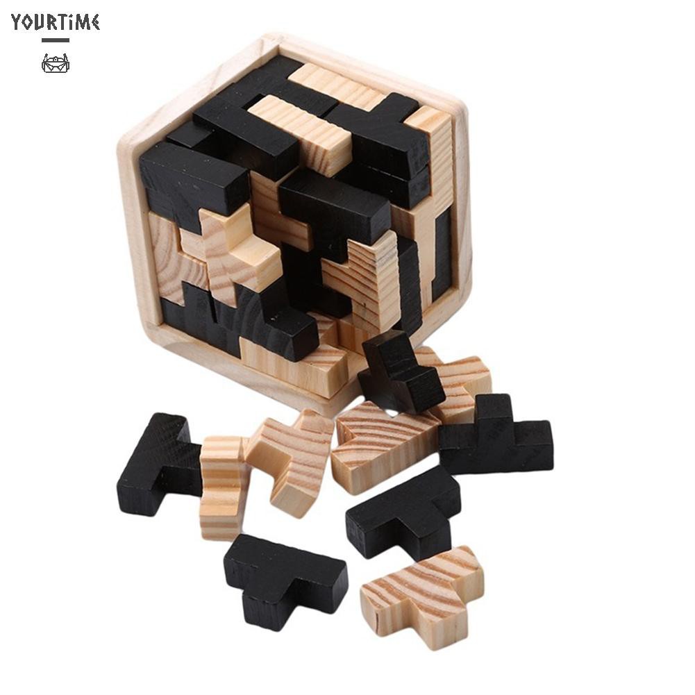 Đồ chơi Kids Puzzle Game Early Education Fun Wooden Pine Interlocked Magic Cube Toy