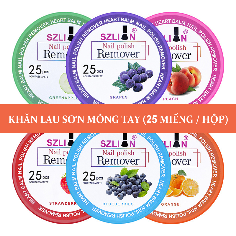 25pcs Tẩy sơn móng tay hương trái cây làm sạch dưỡng ẩm cho móng-URBXJJ