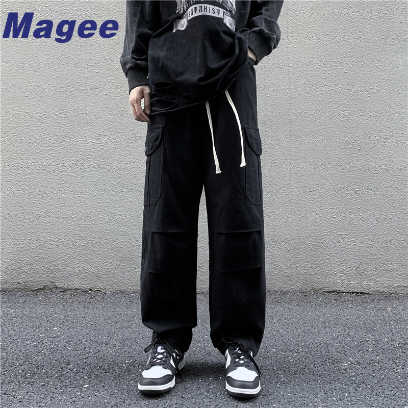 Quần Thể Thao Ống Đứng Phối Dây Rút Phong Cách hip hop Nhật Bản Thời Trang Thu Đông Cho Nam