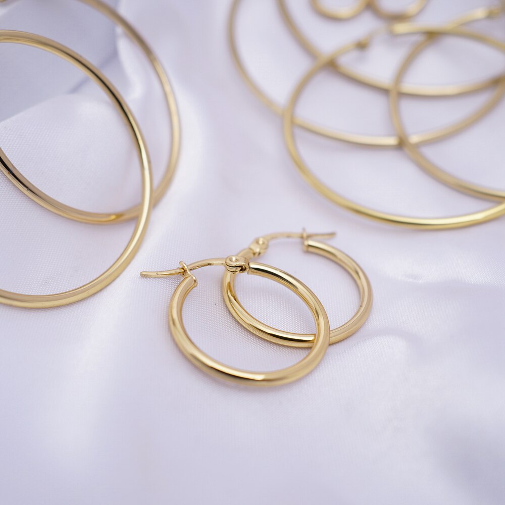 Khuyên Tai Tròn Bằng Thép Titan Không Gỉ 13 / 23 / 33 / 43 / 53 / 63 MM Phong Cách Punk Dành Cho Thanh Thiếu Niên