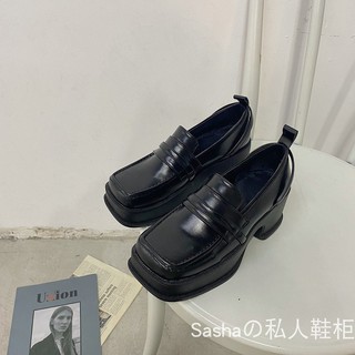 Giày oxford mũi giày vuông đầu to đế cao