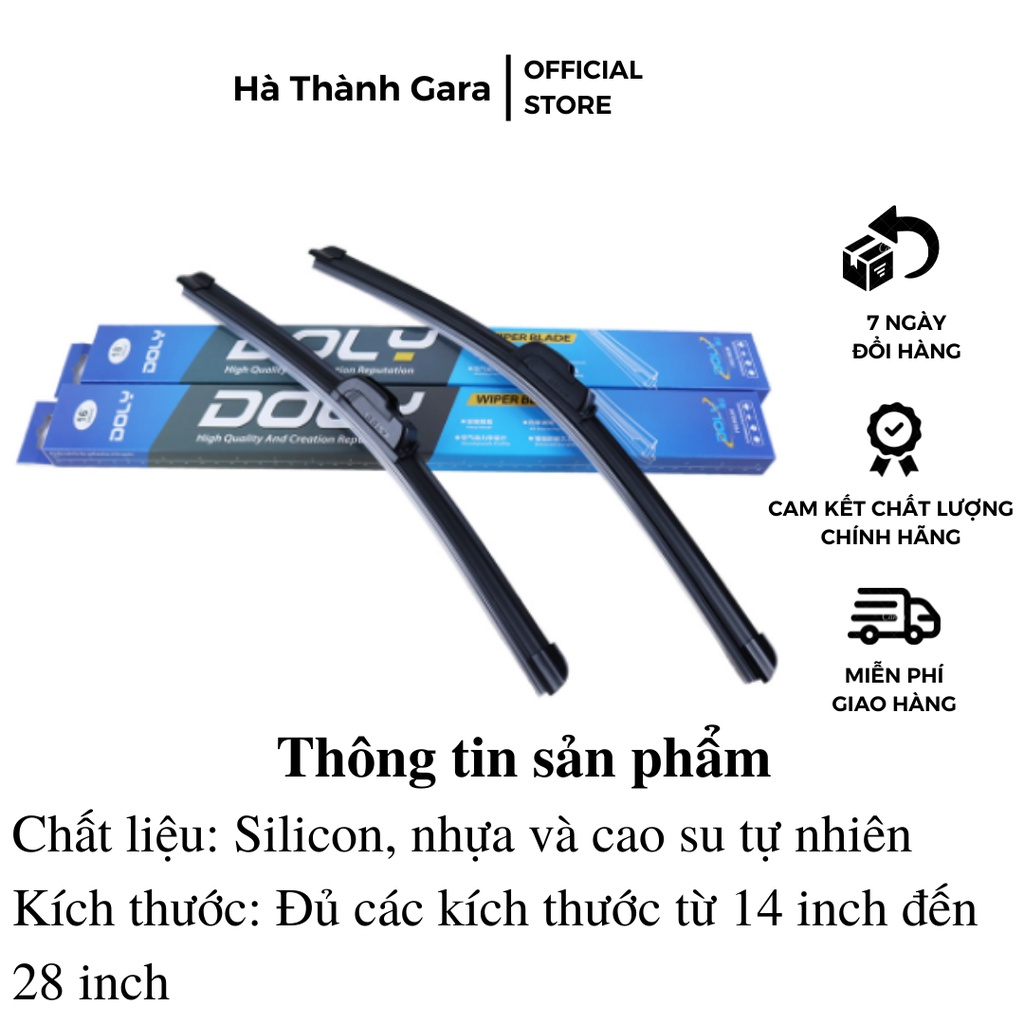 Gạt mưa ô tô DOLY thân mềm không xương lưỡi gạt Silicon gạt sạch nước không gây tiếng ồn