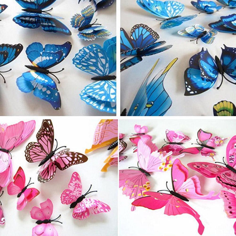 Bộ 24 miếng dán tường hình con bướm 3D trang trí