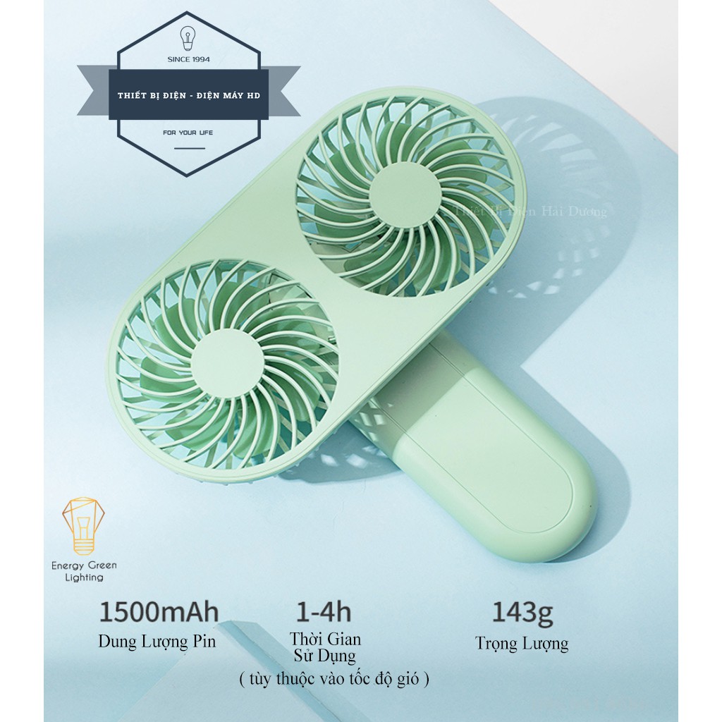 Quạt Mini Cầm Tay RPH-F10 7 Cánh Hình Cây Kem - 2 Lồng Quạt - 3 Tốc Độ gió - 3 Màu Tươi Sáng - Bảo Hành 1 Năm - Có Video