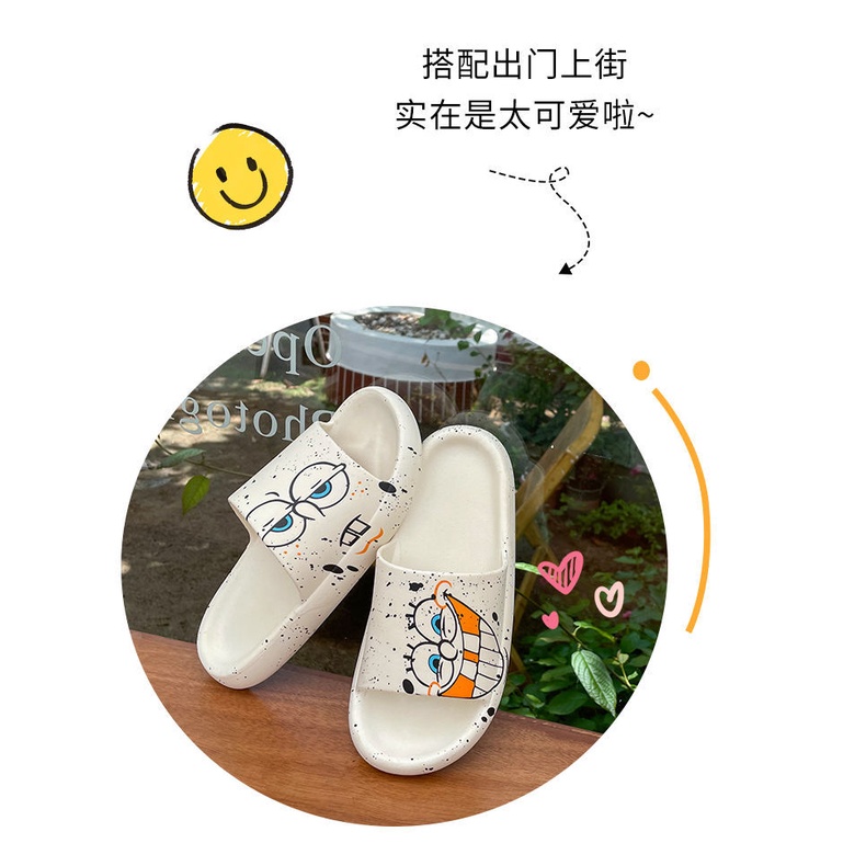 Dép lê nữ quai ngang đế bánh mì hình mặt cười siêu nhẹ siêu bền Unisex chống trơn trượt