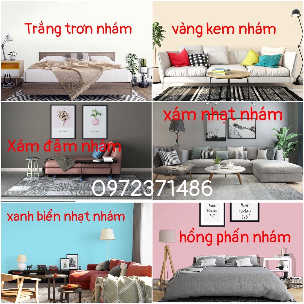 Giấy dán tường trơn 10M decal dán tường màu trơn có keo sẵn khổ 45cm