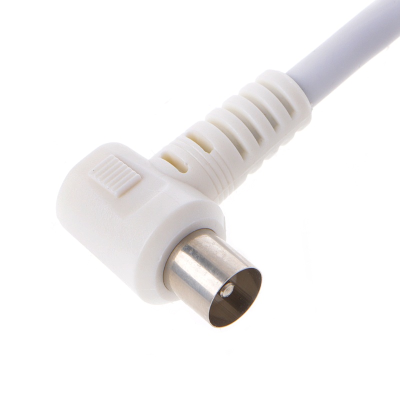 Cáp Ăng Ten Vệ Tinh Đồng Trục TV Đầu Đực 90 Độ 9 Mm Sang Đầu Cái F Màu Trắng