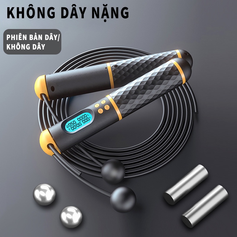 Dây Nhảy Điện Tử Động Đếm 4 Chế Độ Chống Trượt Có Cầm Tiện Dụng đo calo  hai bộ