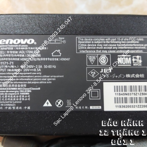 Sạc Laptop Lenovo 20V-8.5A 170W chân Kim dùng cho Lenovo W520 W530 W540 W541 T440p W541 L540 L440