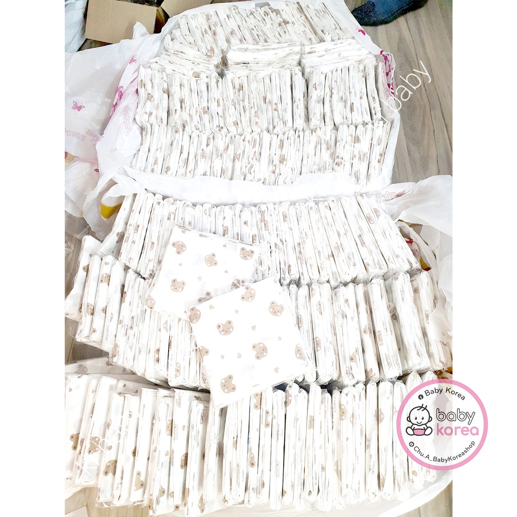 Khăn sữa Hàn Quốc họa tiết gấu đa năng cho bé set 10 chiếc BABY KOREA