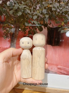 Set 2 Búp bê gỗ 9-10cm- sỉ siêu giá tốt