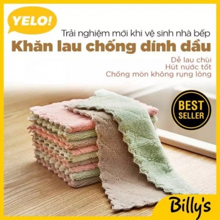 Khăn lau đa năng bếp, bát đĩa, cốc chén thấm nước chống dính dầu mỡ hai mặt loại to 15x26cm 💥SIÊU HOT💥