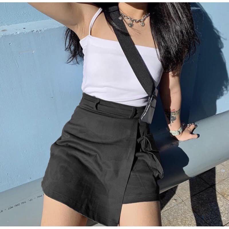 Chân váy kaki túi hộp chữ a bút chì ulzzang xẻ tà AnDuShop | BigBuy360 - bigbuy360.vn