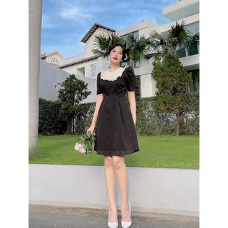 Đầm đen cổ trắng bèo tiểu thư 0104