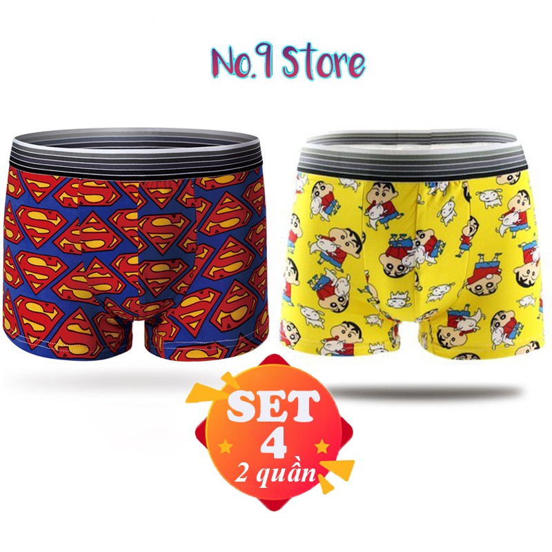 Combo 2 quần lót nam quần sịp hoạt hình sịp doremon, siêu nhân, superman