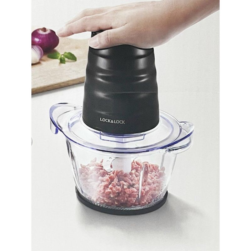 Giá rẻ sập sàn! Máy Xay Thịt Cối Thủy Tinh Lock&Lock Meat Chopper EJM156BLK 1 Lít Công Suất 400W