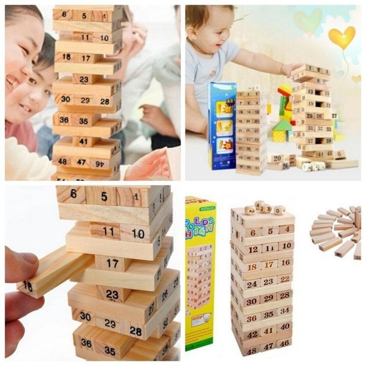 Bộ trò chơi rút gỗ WOOD TOYS kèm xúc xắc - Bộ đồ chơi giải trí kích thích sự sáng tạo cho bé