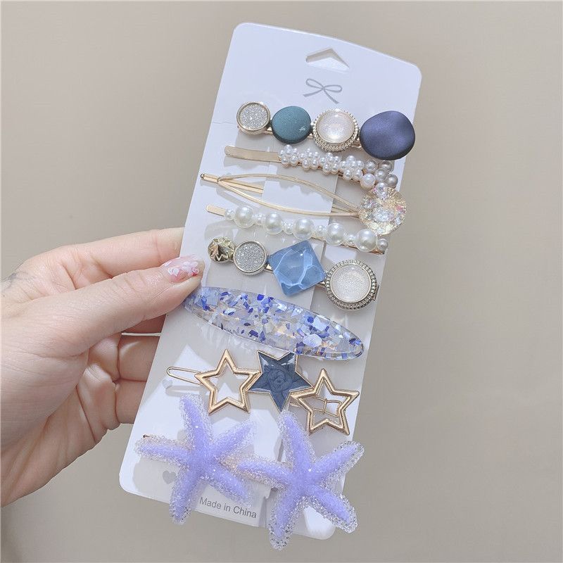 (Bán Buôn Sỉ) [Set 8 #Cặp_tóc] Kẹp Tóc Hình Sao Biển Đính Đá Phong Cách Tiểu Thư Sang Chảnh ❤️ 𝗚𝗜𝗔𝗗𝗨𝗡𝗚𝗛𝗔𝗡𝗢𝗜𝟯𝟵 ❤️