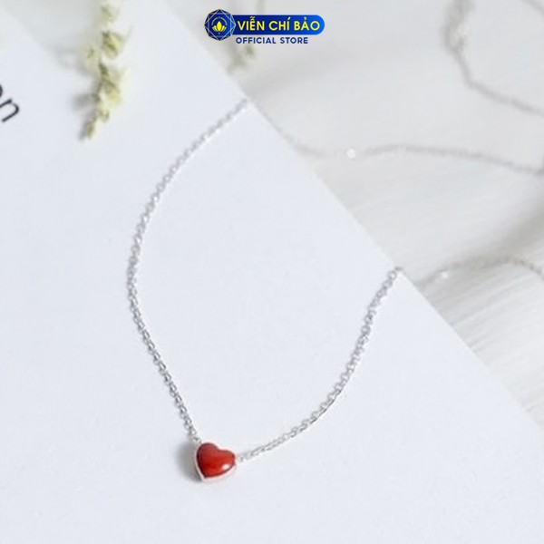 Dây chuyền bạc nữ mặt trái tim đỏ bạc 925 thời trang phụ kiện trang sức nữ thương hiệu Viễn Chí Bảo D400217