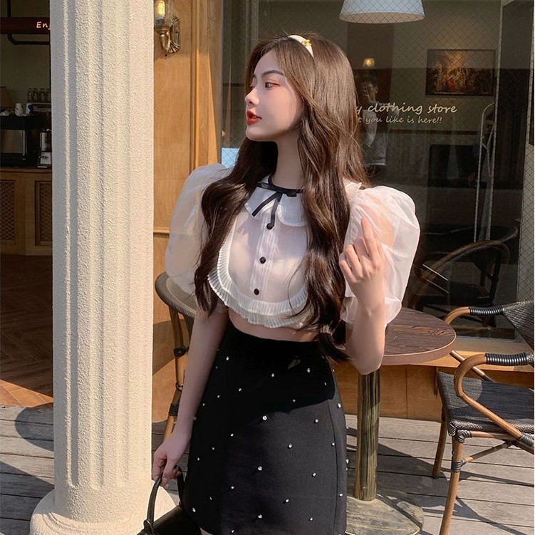 Áo sơ mi nữ kiểu tay ngắn Emilyshop ulzzang