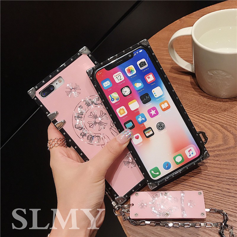 Ốp Điện Thoại Hình Vuông Họa Tiết Đám Mây / Trái Tim Màu Hồng Cho iphone 15 14 13 12 11 pro max xs max xr 7 8 plus 6s 6plus se2