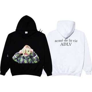 ADLV Áo khoác hoodie tay dài dáng rộng bằng cotton plus size in họa tiết rằn ri cổ điển thời trang cho nam và nữ
